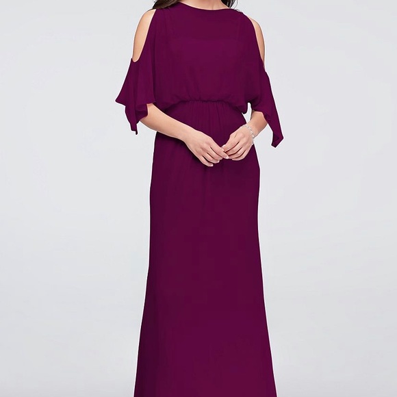David's Bridal | Dresses | Davids Bridal Cold Shoulder Blouson Chiffon Dress
